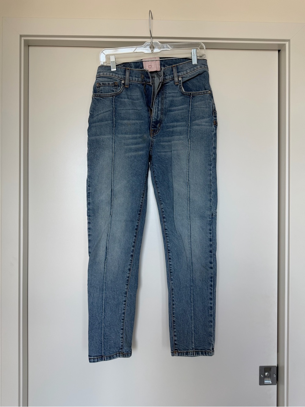 REVICE Women's Skinny Jeans in Medium Blue Wash - Unique Star Detail